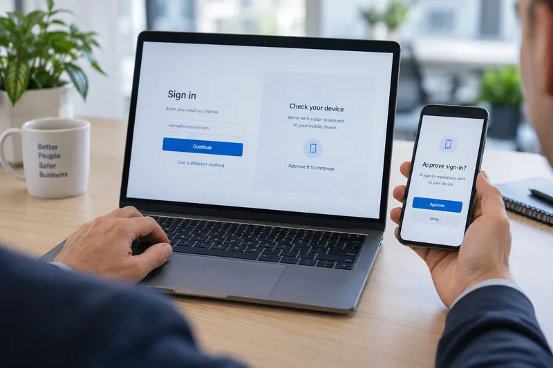 Illustrative secure sign-in with a mobile authentication prompt