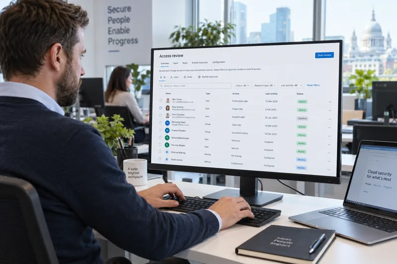 Illustrative cloud tenant access and configuration review
